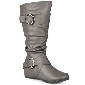 Journee Collection Knee High Boots Gray Size‎ 10 Wide Calf Slouchy Style NEW